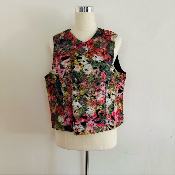 Handmade Artsy Vest Size L/XL Floral Textured Fiber Art To Wear Topper - Picture 2 of 7